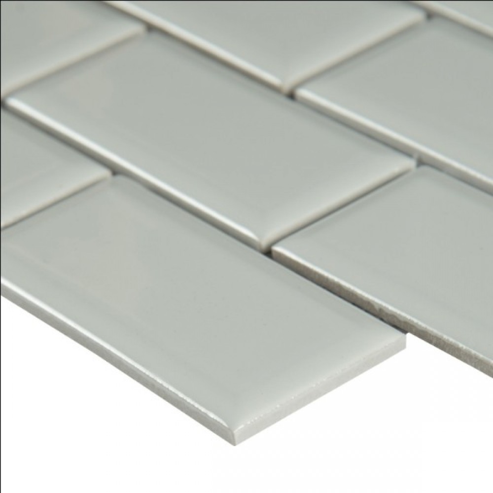 Domino White Glossy 2X4 Staggered Beveled Subway Tile - Backsplash Tile USA