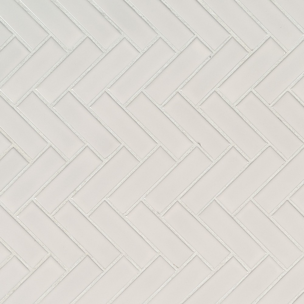 White Hudson Glossy Herringbone Pattern Mosaic
