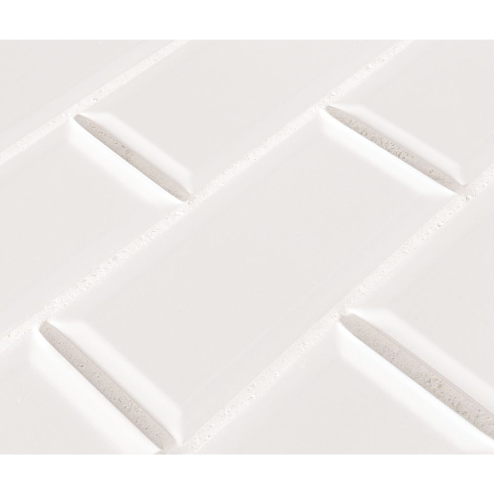 White Hudson 2X4 Staggered Beveled Subway Tile