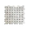 Carrara White 1X2 With Gray Dot Basketweave Polished Mosaic