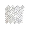 Carrara White With Gray Dot 1X2 Herringbone Polished Mosaic