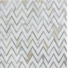 Calacatta White With Gold Metal 12X12 Zigzag Pattern Marble Mosaic
