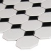 Metro Octagon Matte White and Black Porcelain Mosaic Tile