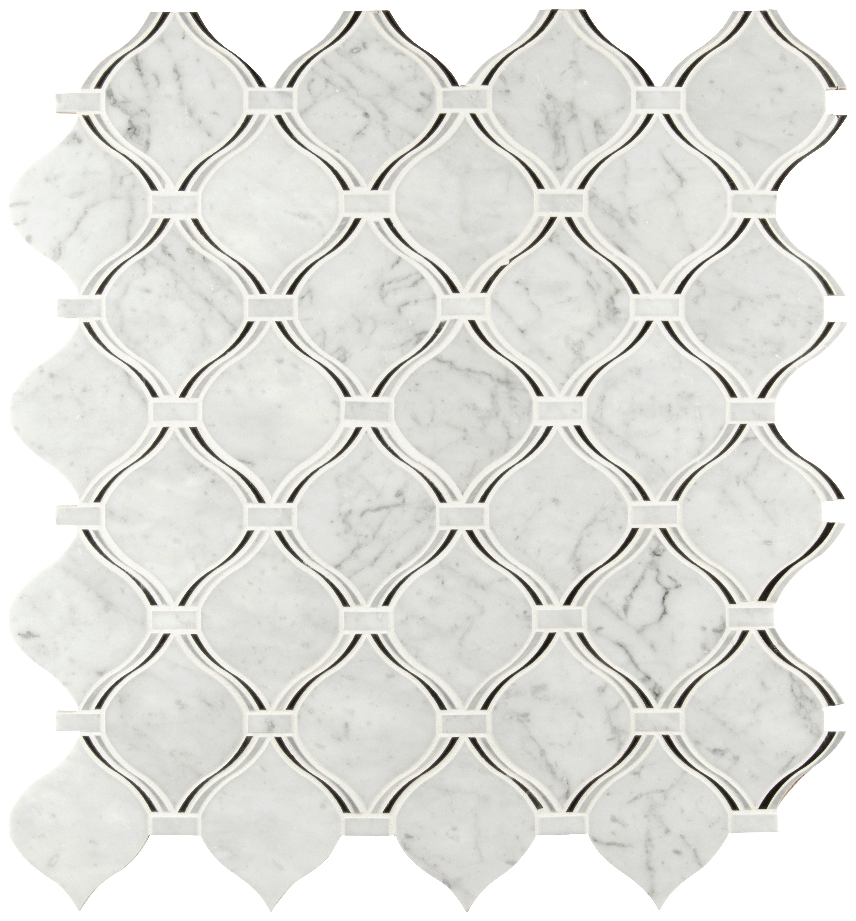 Danza Arabesque 10.94X10.19 Polished Marble Mosaic Tile-1
