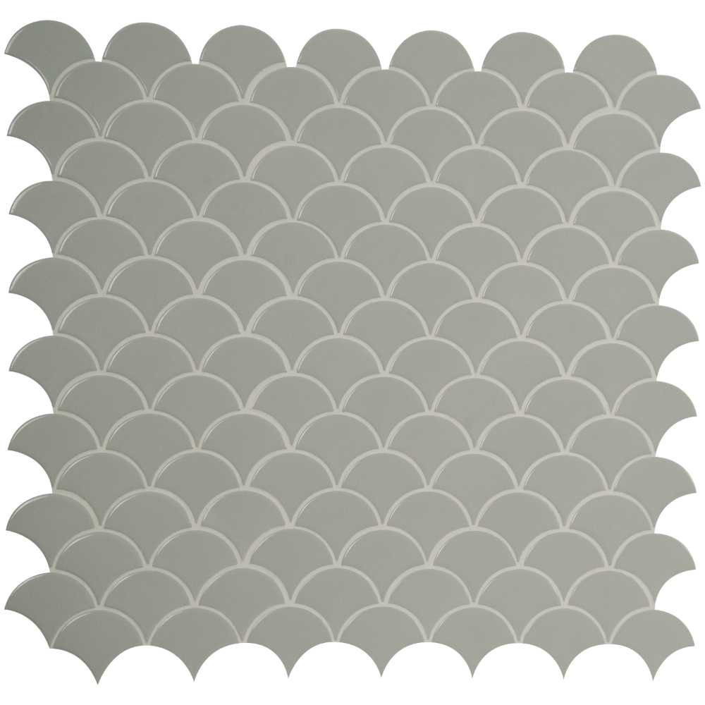 Domino Gray Glossy Fish Scale Porcelain Mosaic 6mm Tile