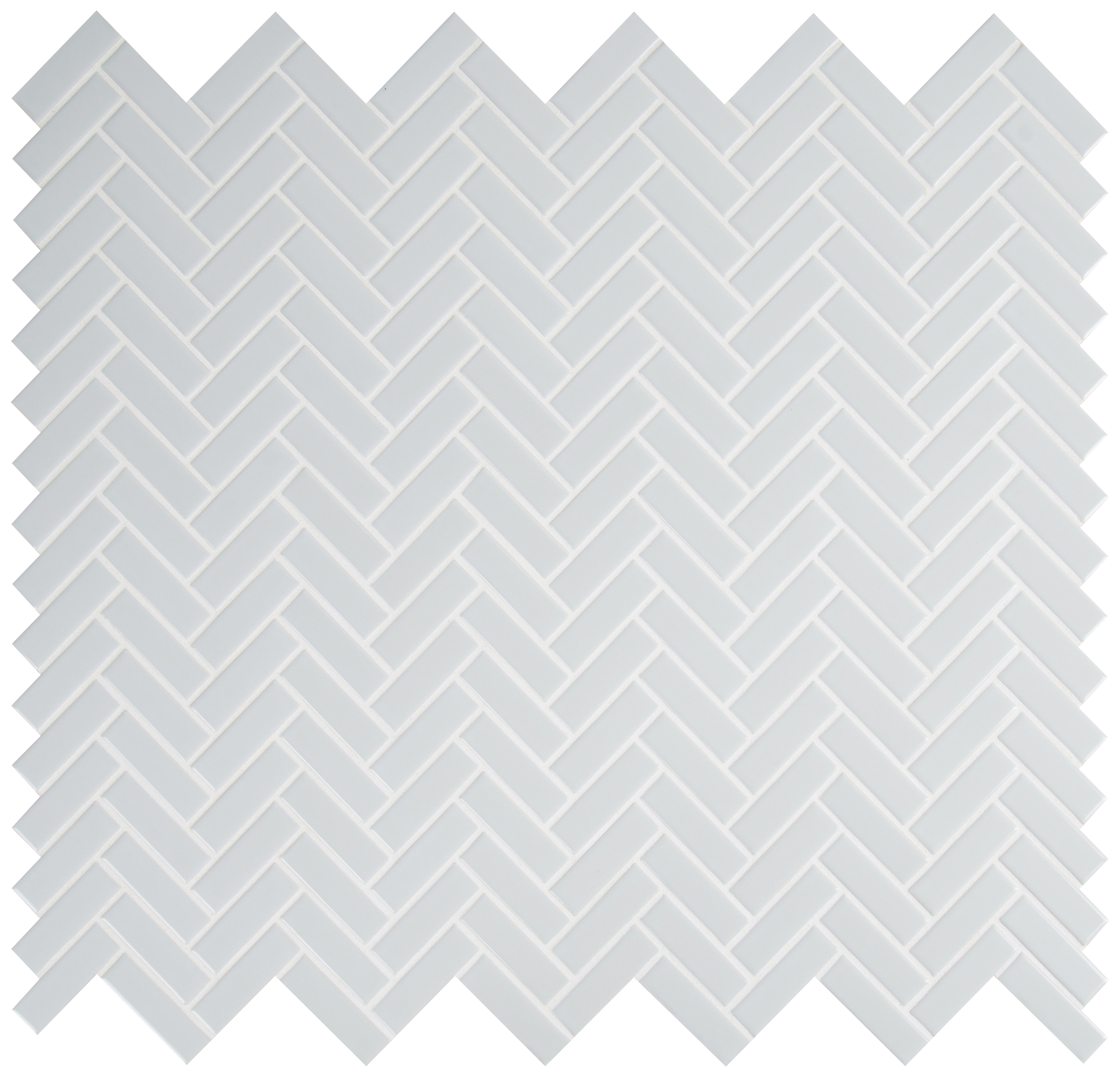Gray Herringbone 13.75X13.75 6mm Glossy Porcelain Mosaic Tile-1