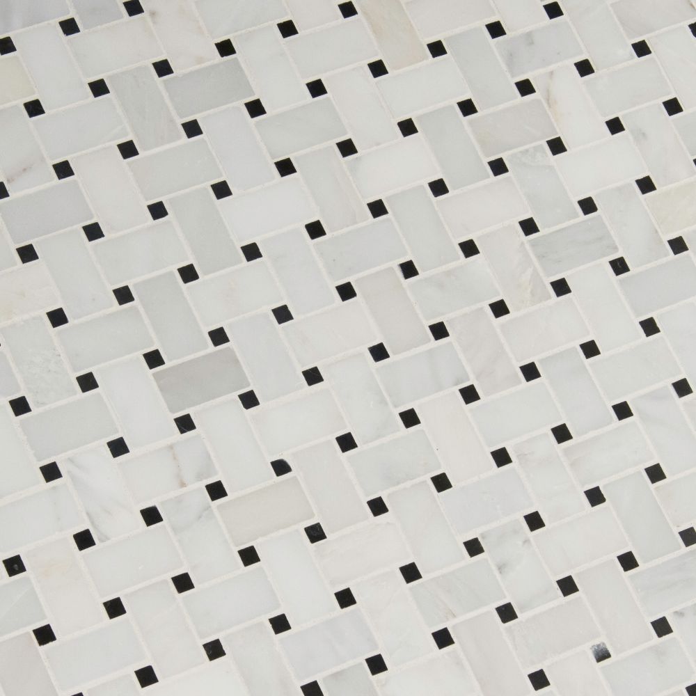 Greecian White Basketweave Polished Pattern Mosaic