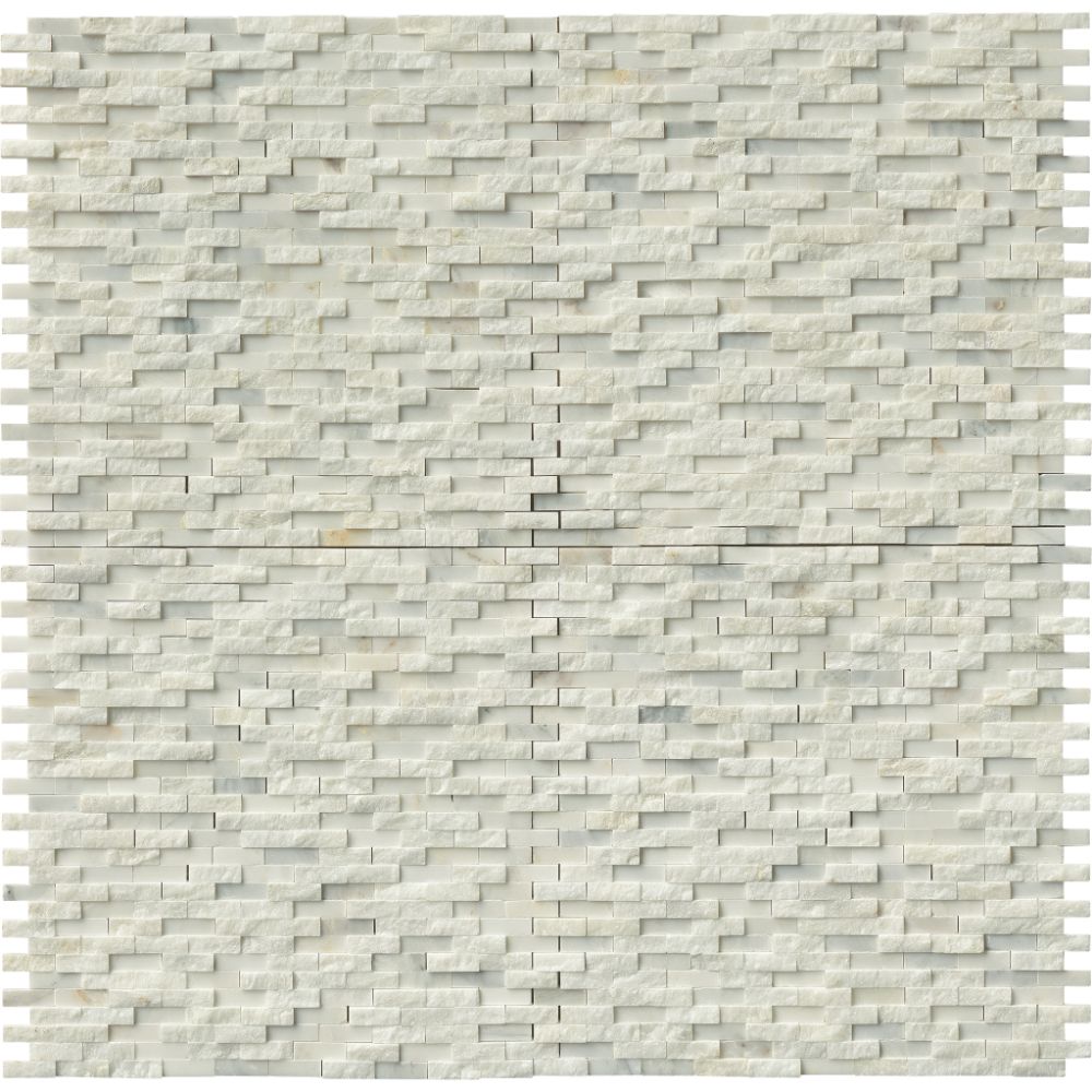 Greecian White Splitface Interlocking Pattern Mosaic