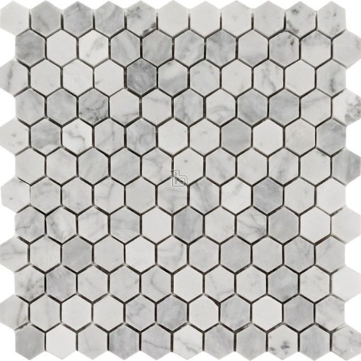 Carrara White 1x1Hexagon Polished Mosaic