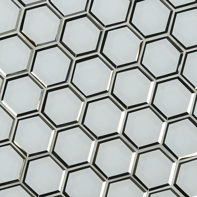 Ice Beveled 12.13X10.51 Hexagon Glass Mosaic Tile-1