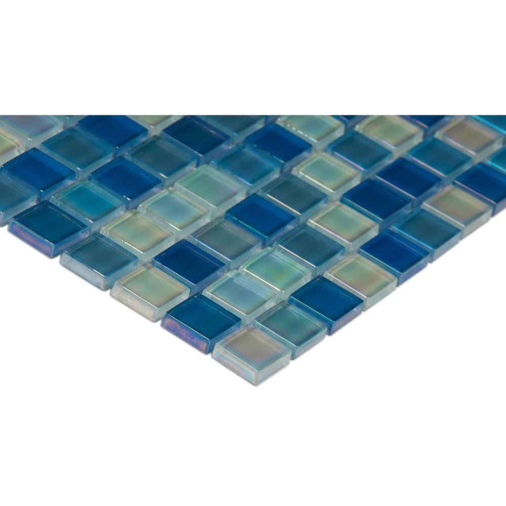 Iridescent Blue Blend 1x1 Crystallized Glass Tile