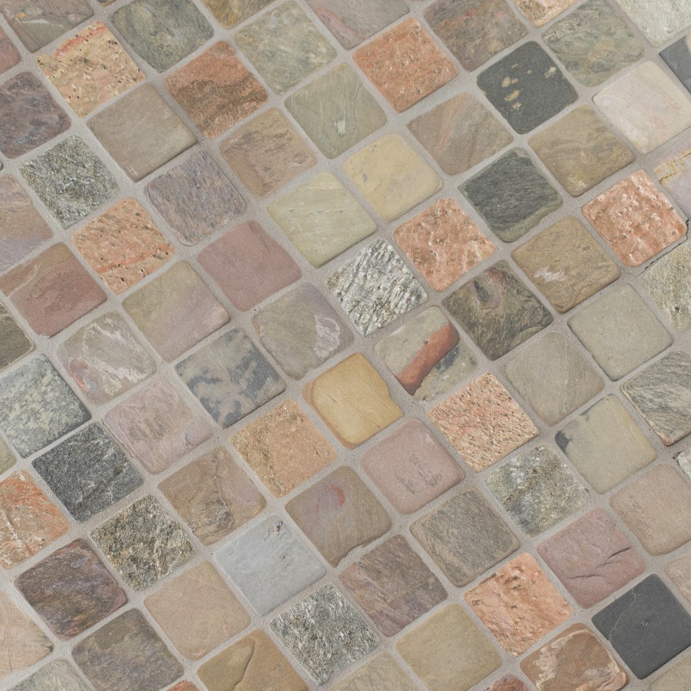 Mixed Slate 2x2 Mosaic Tumbled Backsplash Tile