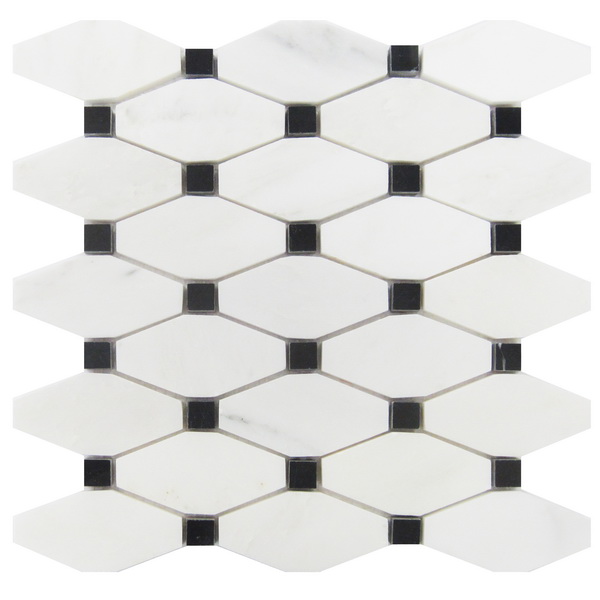Octave Carrara White With Black Dot Elongated Polished Mosaic