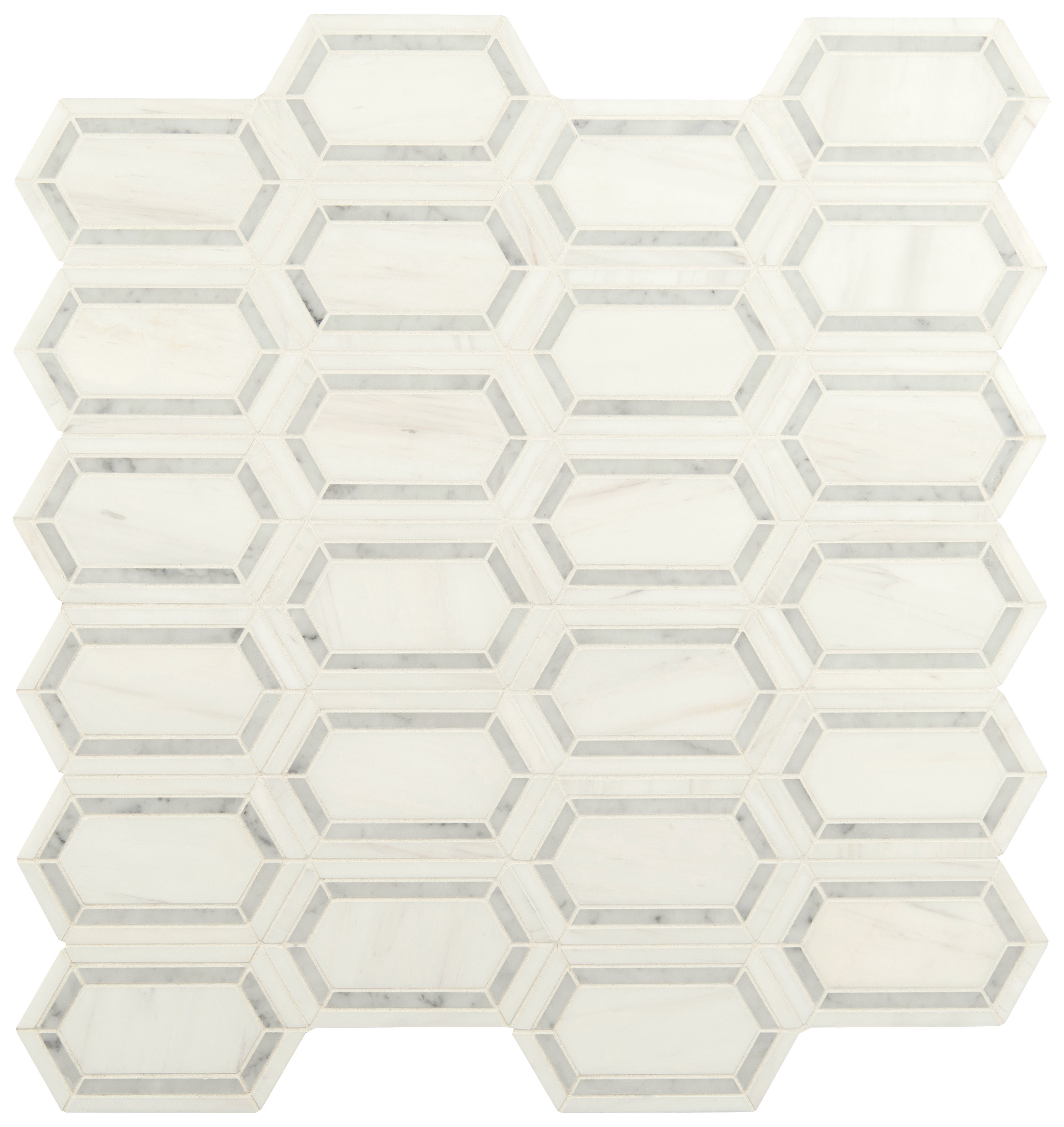 Pavilion Picket 12X12 Hexagon Polished Marble Mosaic Tile-1