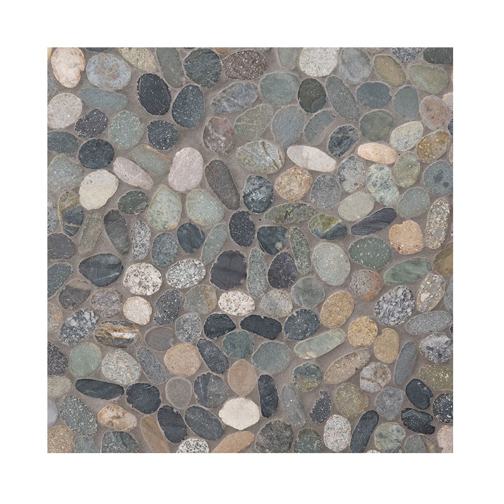 Sliced Rainforest 12X12 Pattern Tumbled Marble Pebble Tile-1