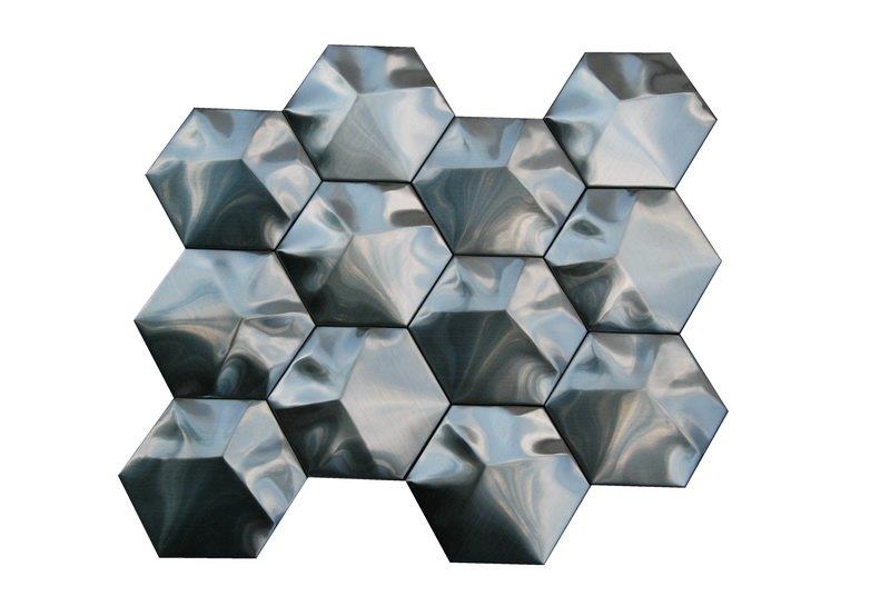Stainless Steel 3D Interlocking 3x3 Hexagon Mosaic