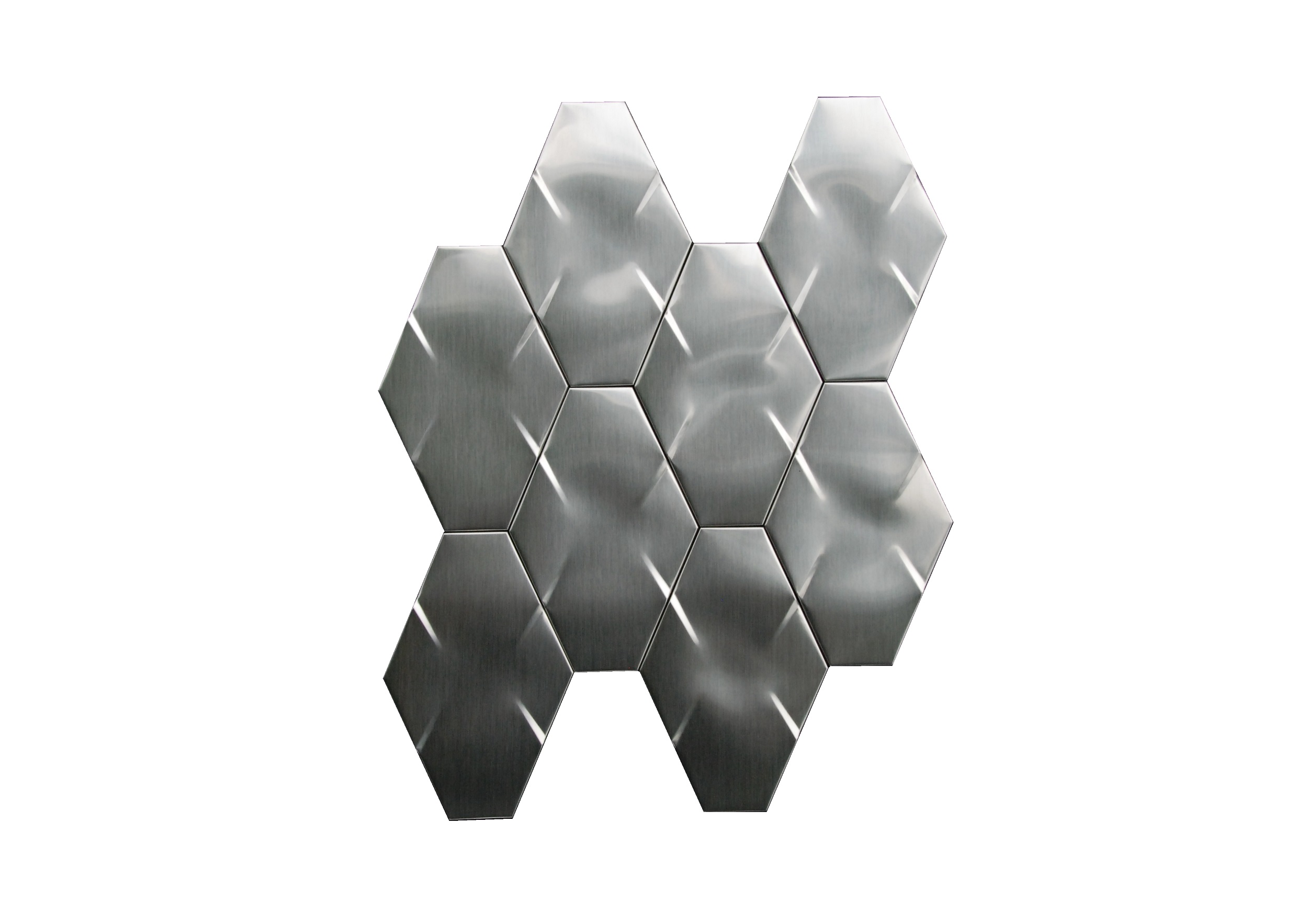 Stainless Steel 3D Interlocking 6x4 Brushed Hexagon Mosaic