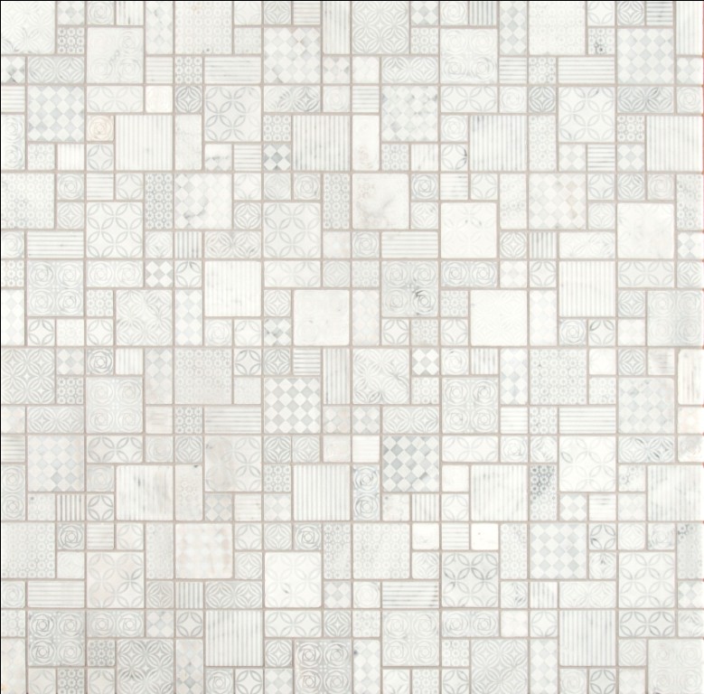 Tetris Blanco Pattern Honed Marble Mosaic