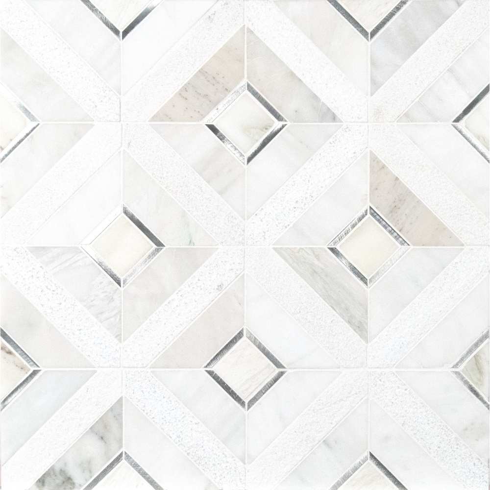 Verona Silver Geometric Pattern Mosaic Tile