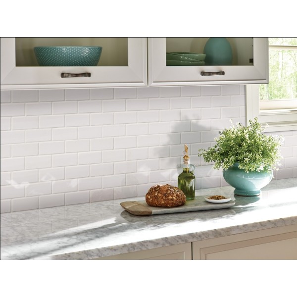 Domino White Glossy 2X4 Staggered Subway Tile
