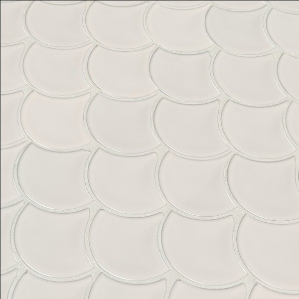 Domino White Glossy Fish Scale Mosaic