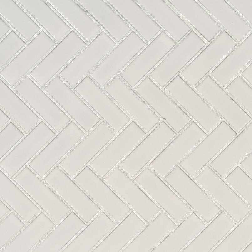 White Hudson Glossy Herringbone Pattern Mosaic
