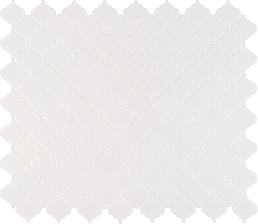 White Hudson Glossy Arabesque Pattern Mosaic