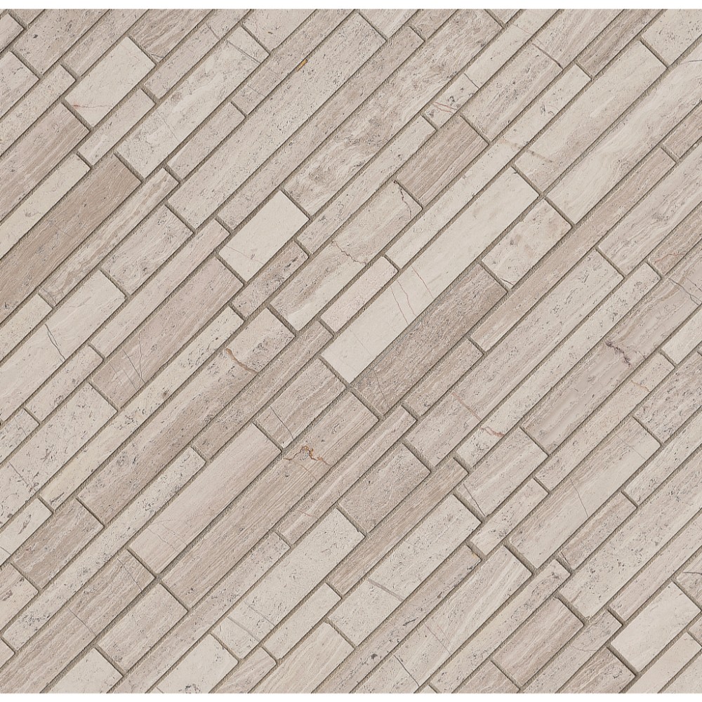 White Quarry Interlocking Pattern Honed Mosaic