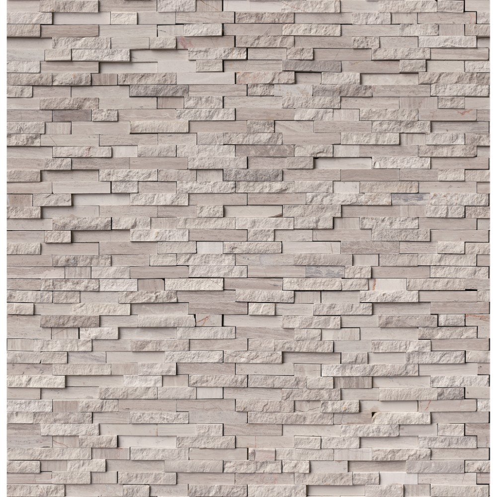 White Quarry Splitface Interlocking Pattern Marble Mosaic